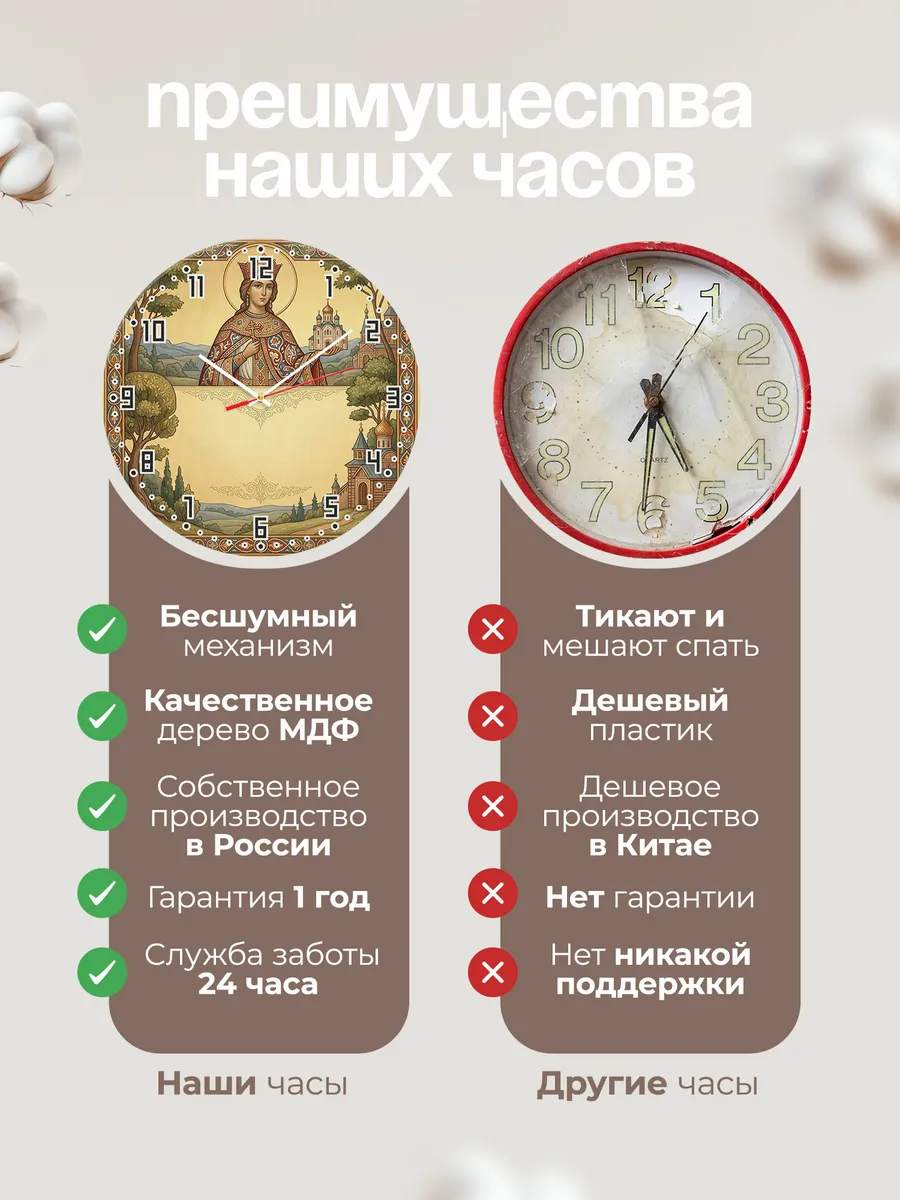 Часы настенные бесшумные Ольга Княгиня 33 см — фото 10