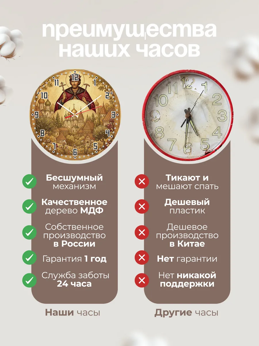 Часы настенные бесшумные Владимир Князь 33 см — фото 10