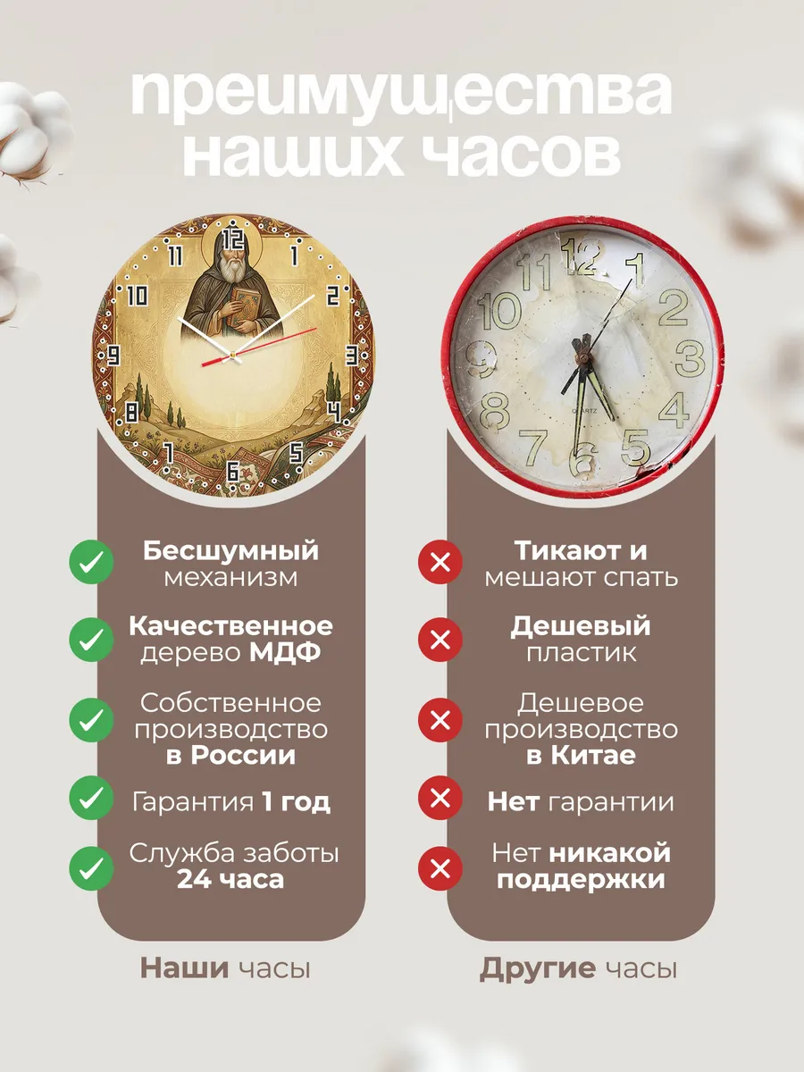 Часы настенные бесшумные Иосиф Волоцкий 33 см — фото 10