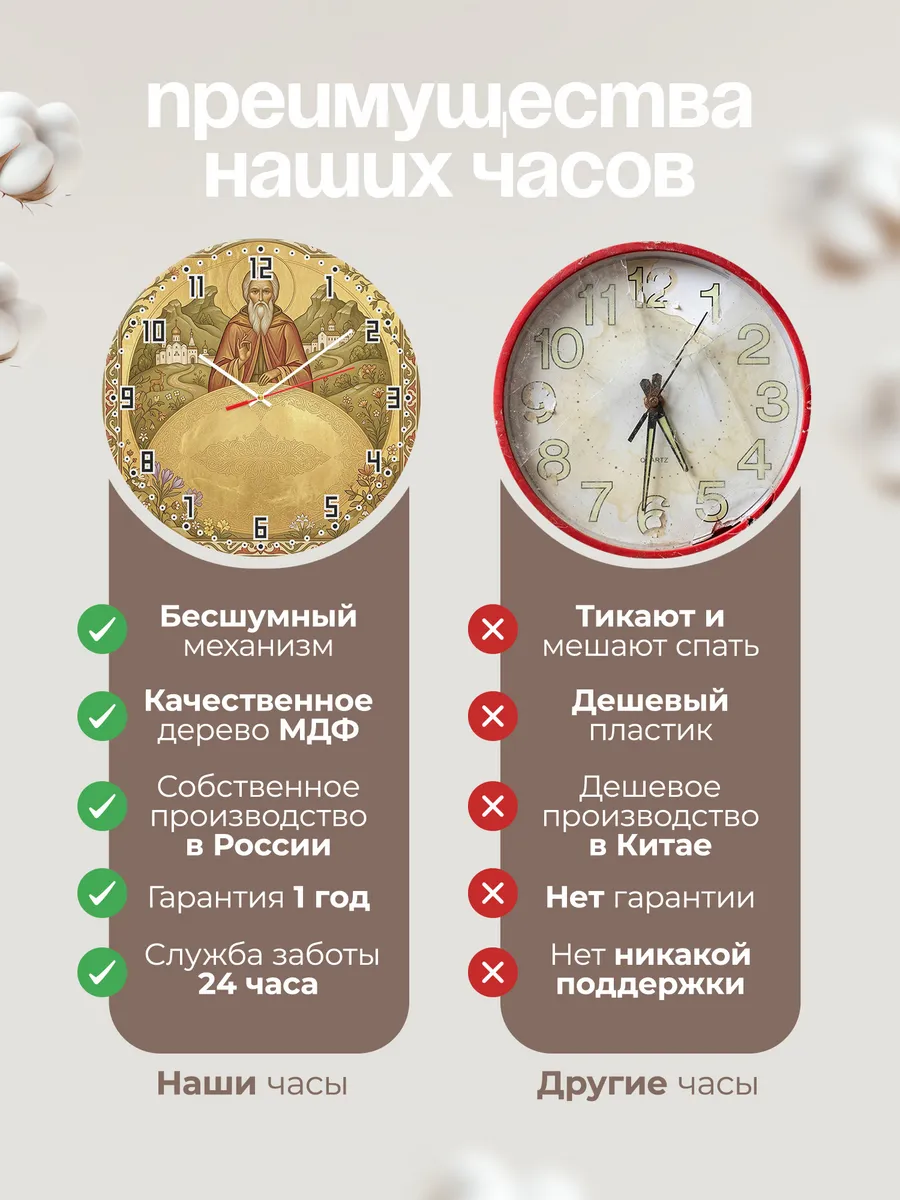 Часы настенные бесшумные Макарий 33 см — фото 10