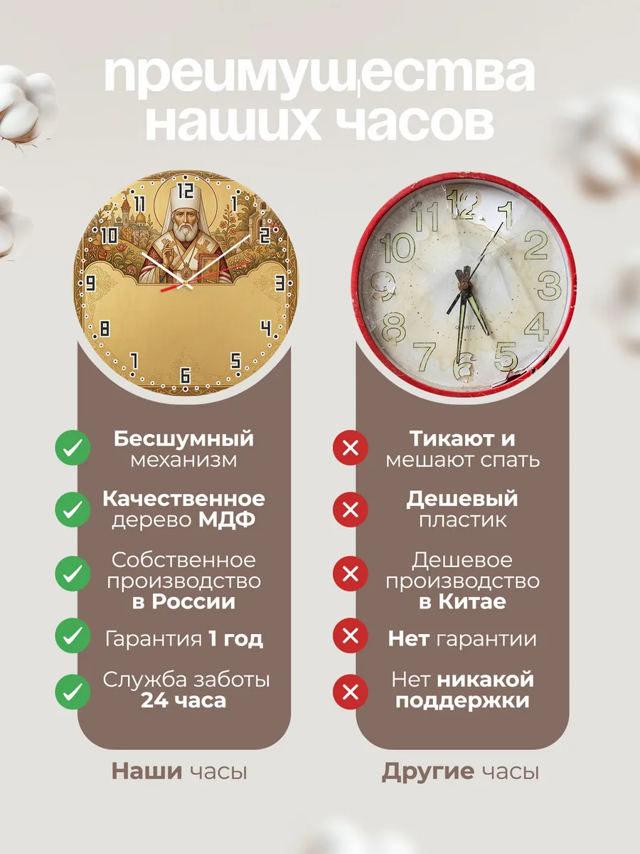 Часы настенные бесшумные Филарет 33 см — фото 10