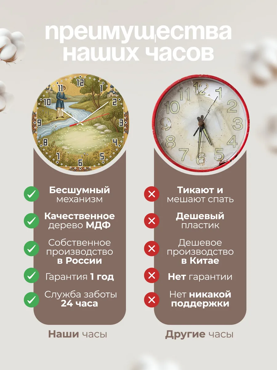Часы настенные бесшумные Симеон Верхотурский 33 см — фото 10