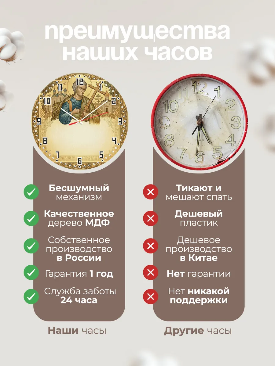 Часы настенные бесшумные Андрей Первозванный 33 см — фото 10