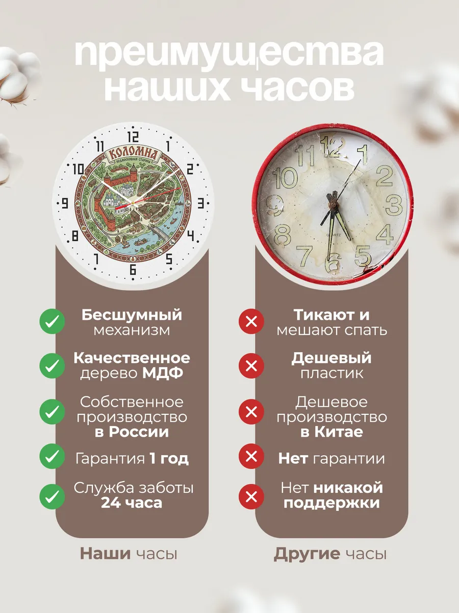 Часы настенные бесшумные Коломна 33 см — фото 10