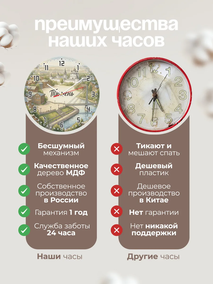 Часы настенные бесшумные Тюмень 33 см — фото 10