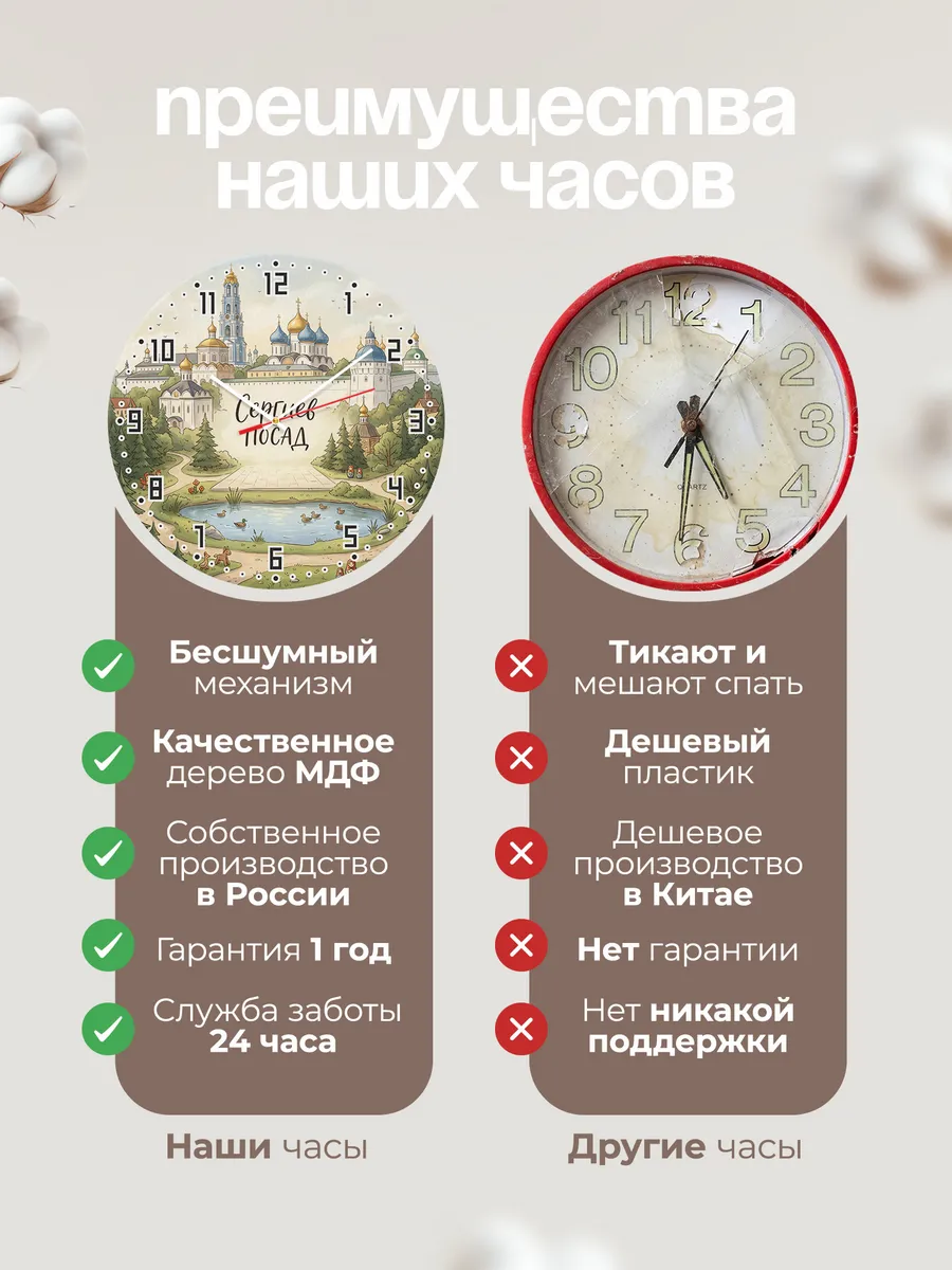 Часы настенные бесшумные Сергиев Посад 33 см — фото 10