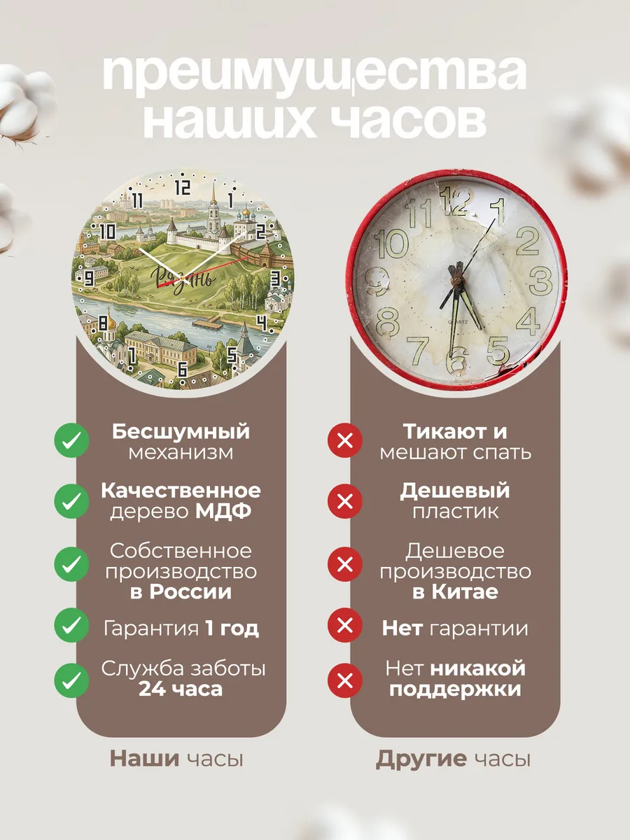 Часы настенные бесшумные Рязань 33 см — фото 10