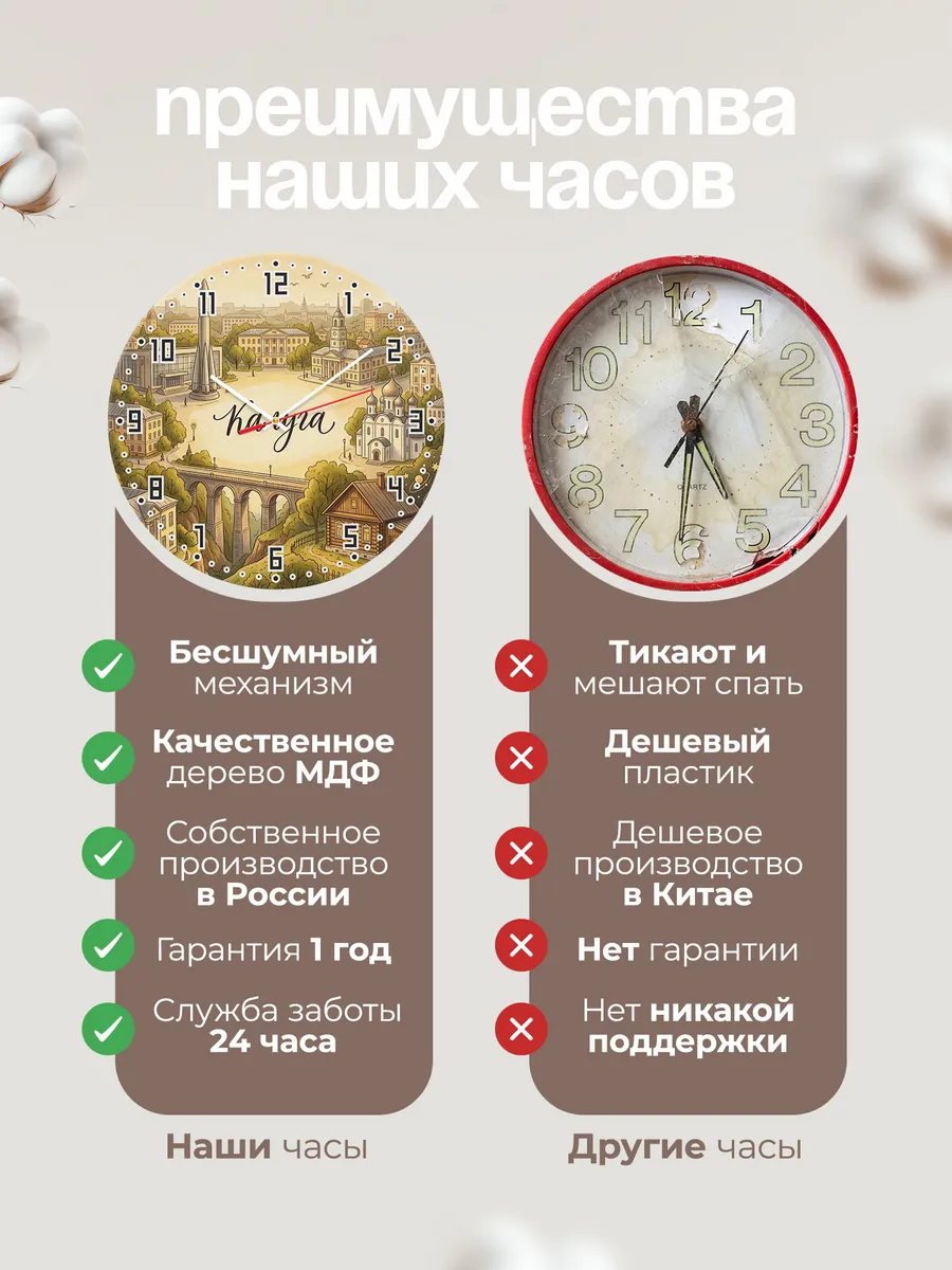 Часы настенные бесшумные Калуга 33 см — фото 10