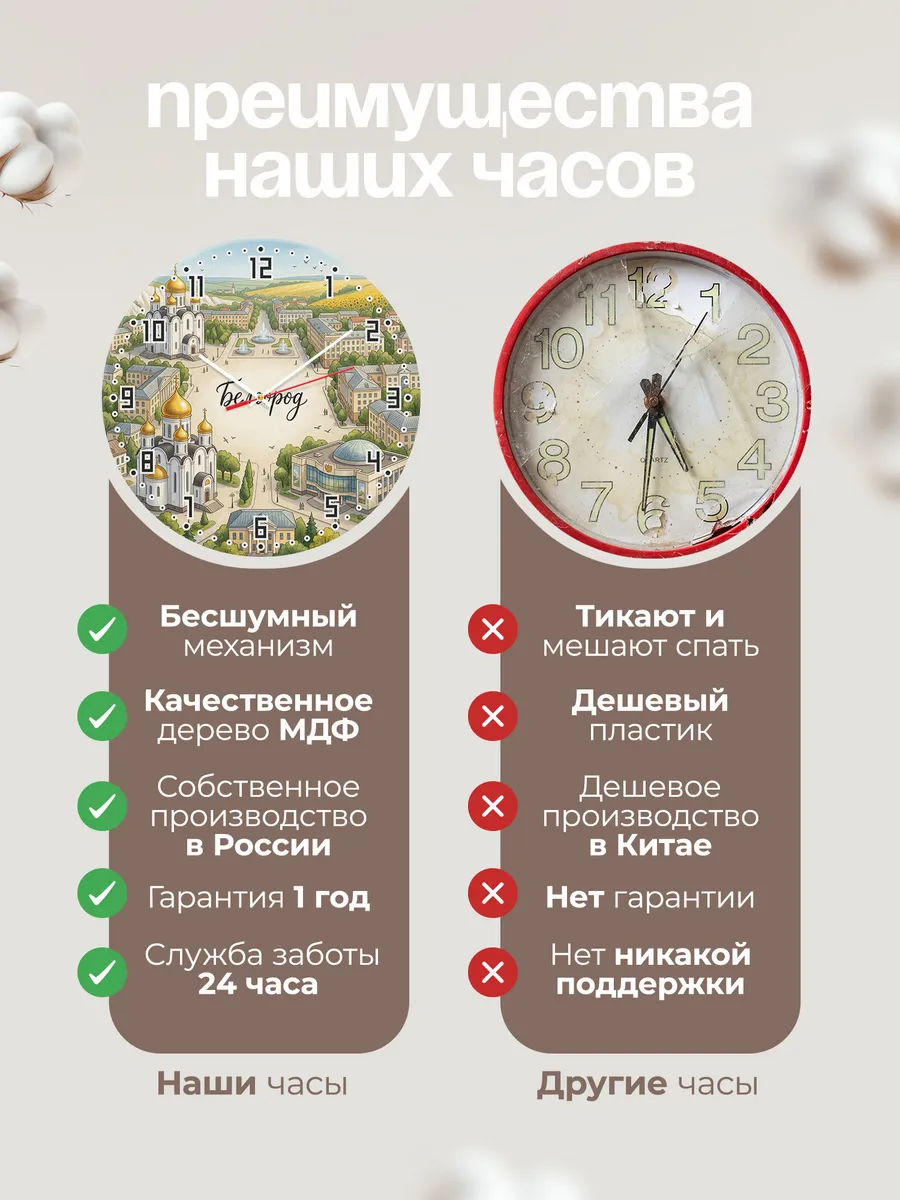 Часы настенные бесшумные Белгород 33 см — фото 10
