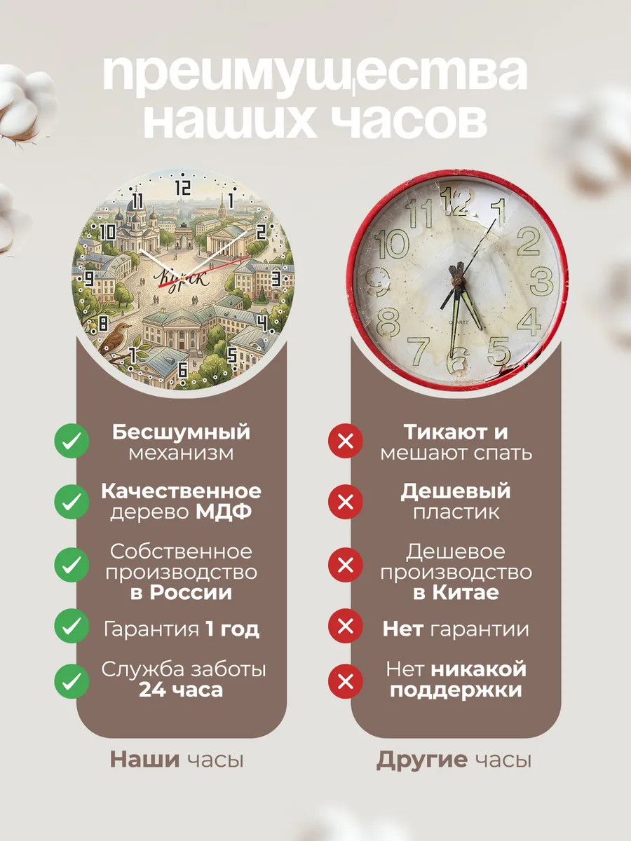 Часы настенные бесшумные Курск 33 см — фото 10