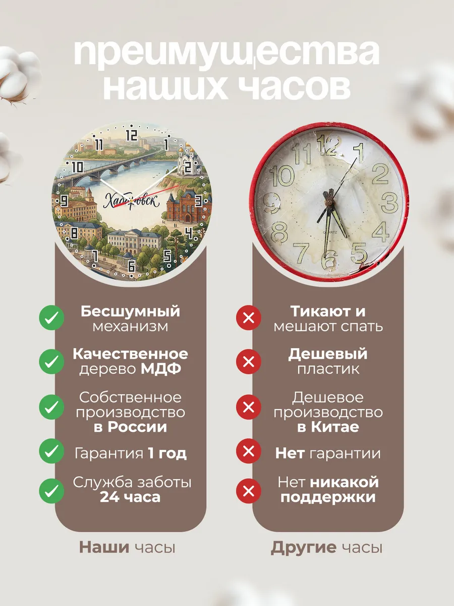 Часы настенные бесшумные Хабаровск 33 см — фото 10