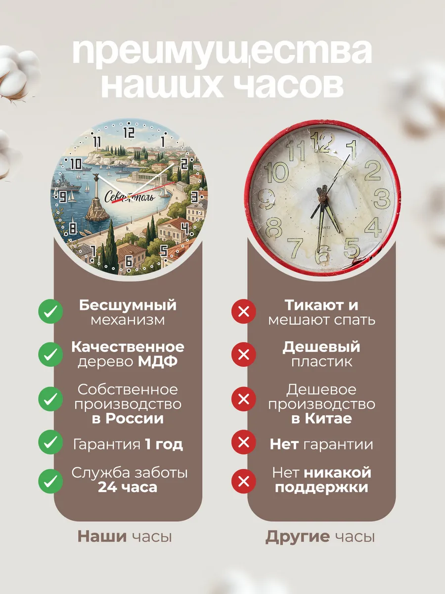 Часы настенные бесшумные Севастополь 33 см — фото 10