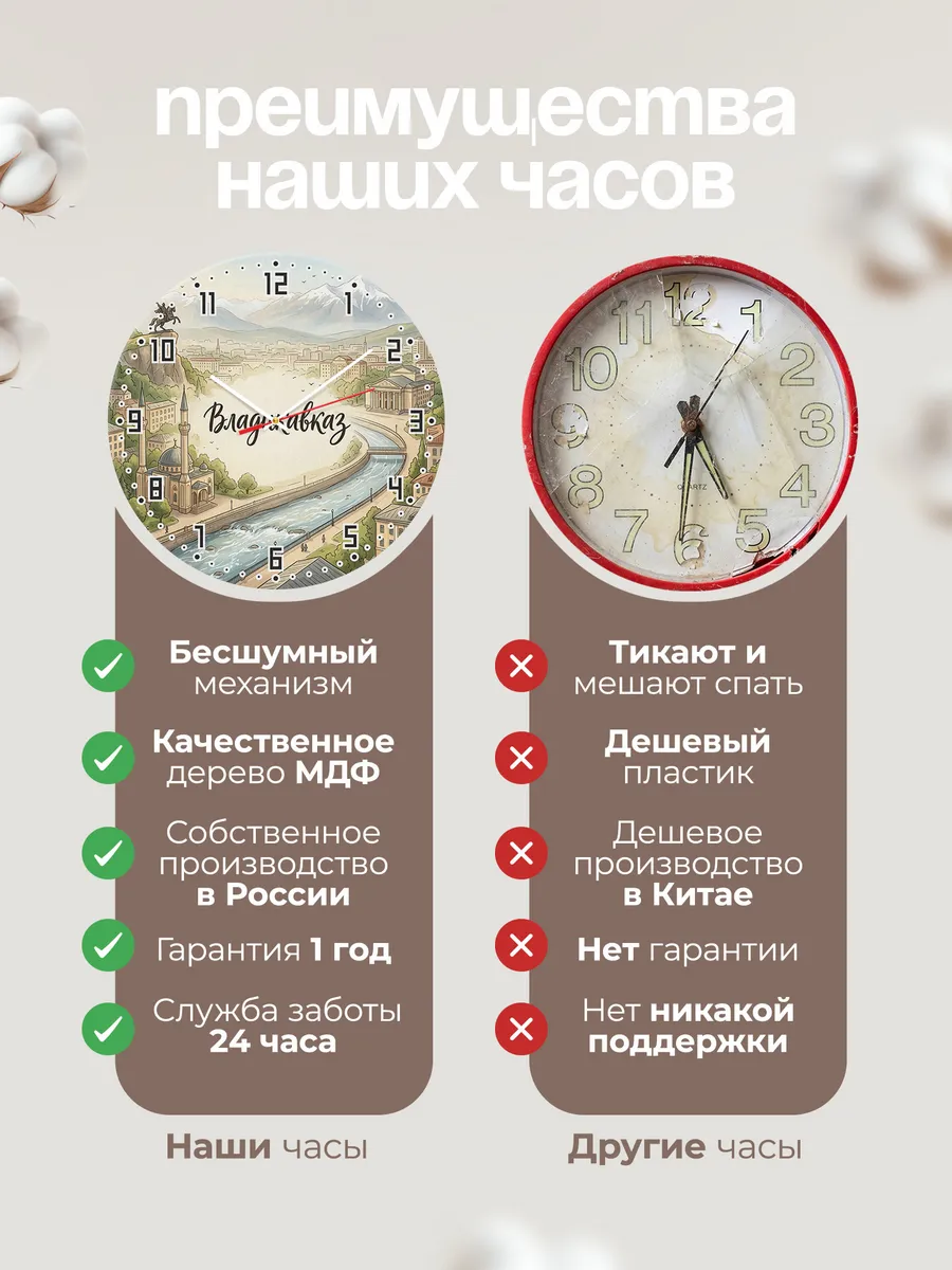 Часы настенные бесшумные Владикавказ 33 см — фото 10