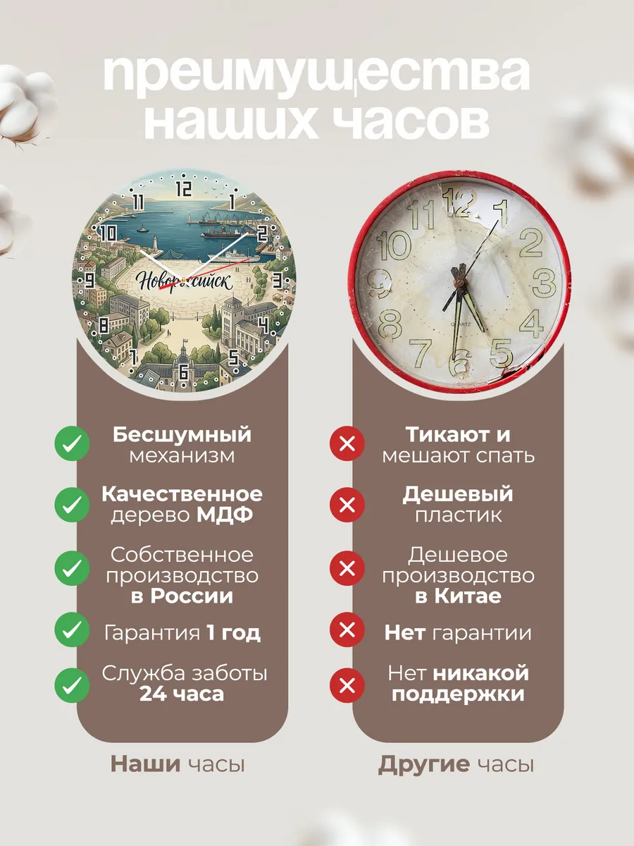 Часы настенные бесшумные Новороссийск 33 см — фото 10