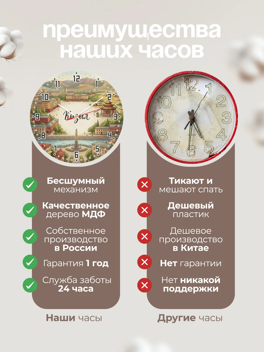 Часы настенные бесшумные Кызыл 33 см — фото 10