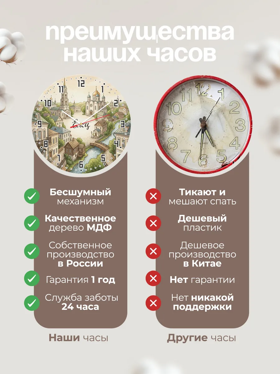 Часы настенные бесшумные Елец 33 см — фото 10