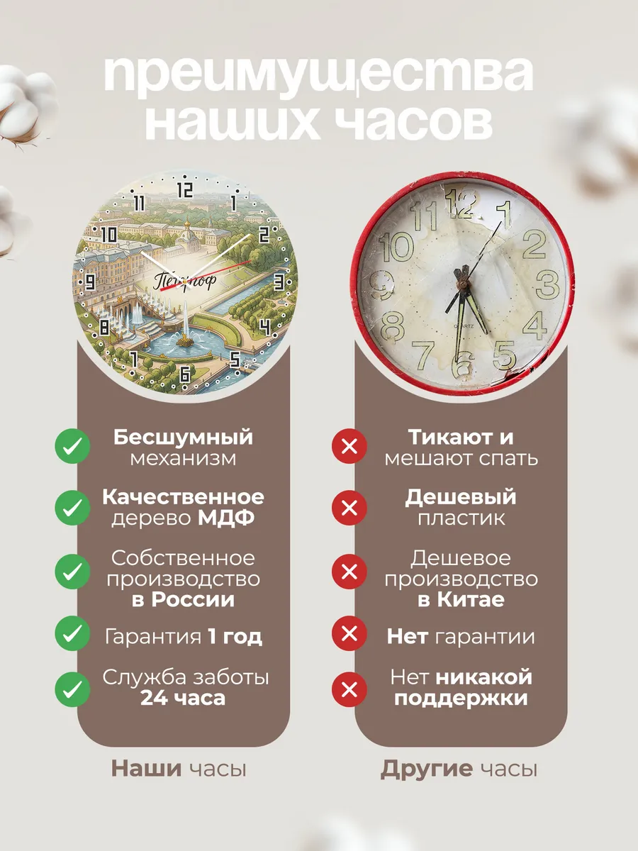 Часы настенные бесшумные Петергоф 33 см — фото 10