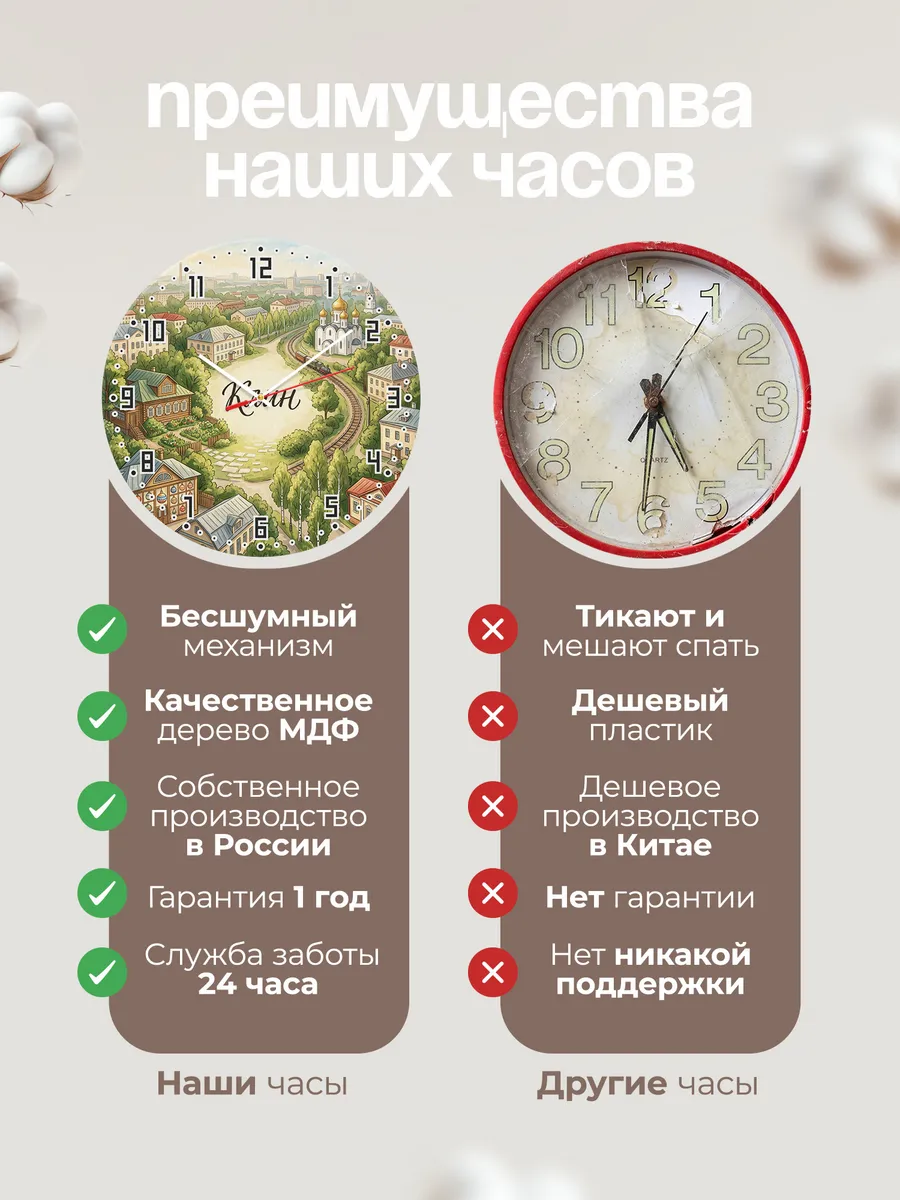 Часы настенные бесшумные Клин 33 см — фото 10