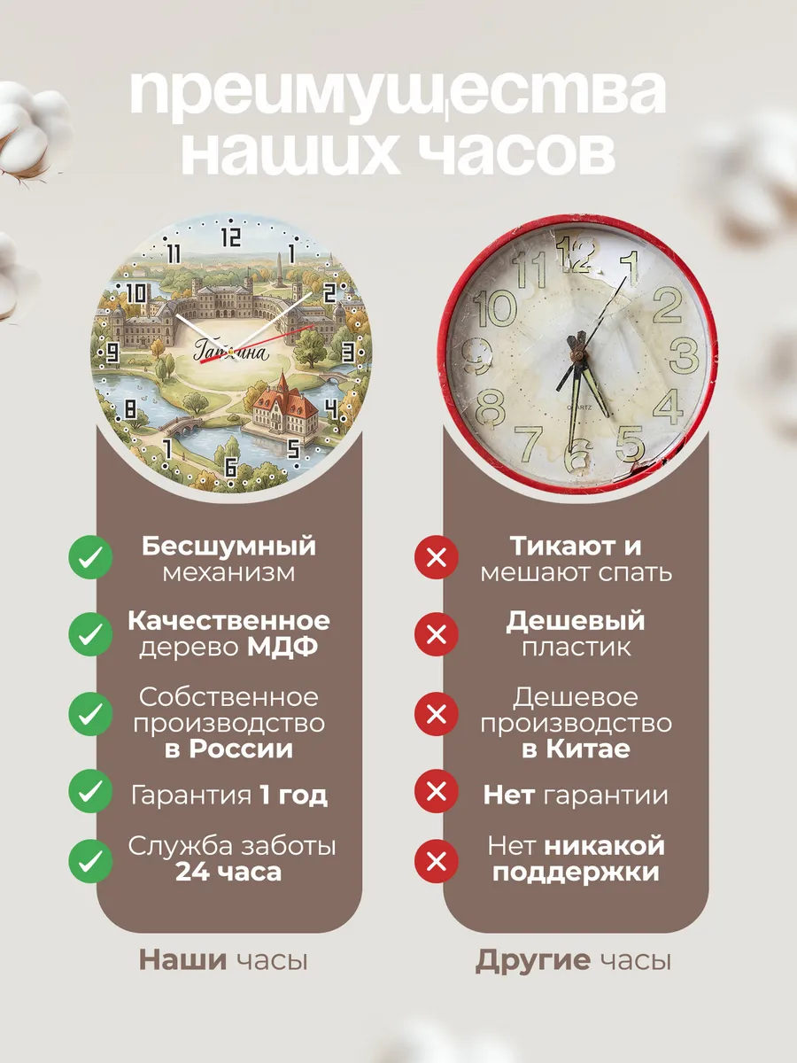 Часы настенные бесшумные Гатчина 33 см — фото 10