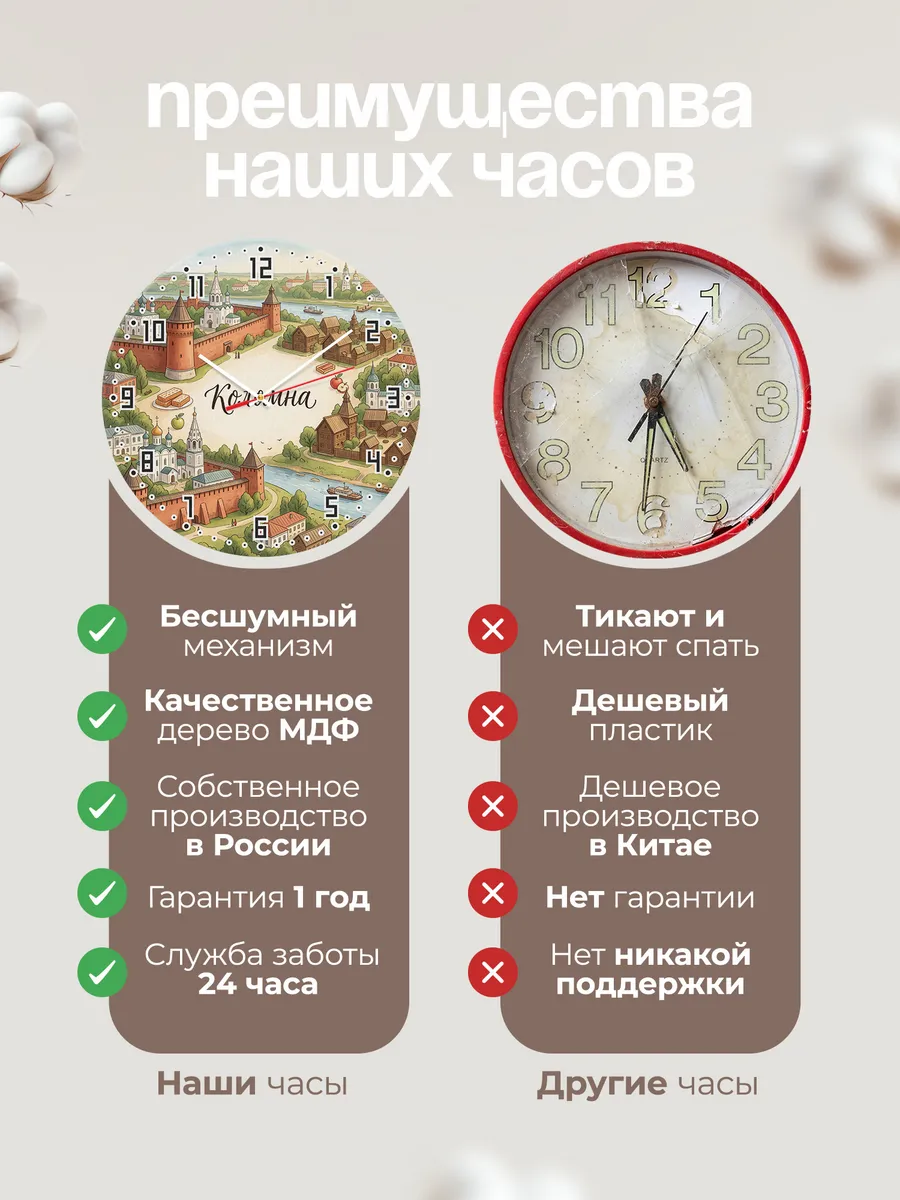 Часы настенные бесшумные Коломна 33 см — фото 10