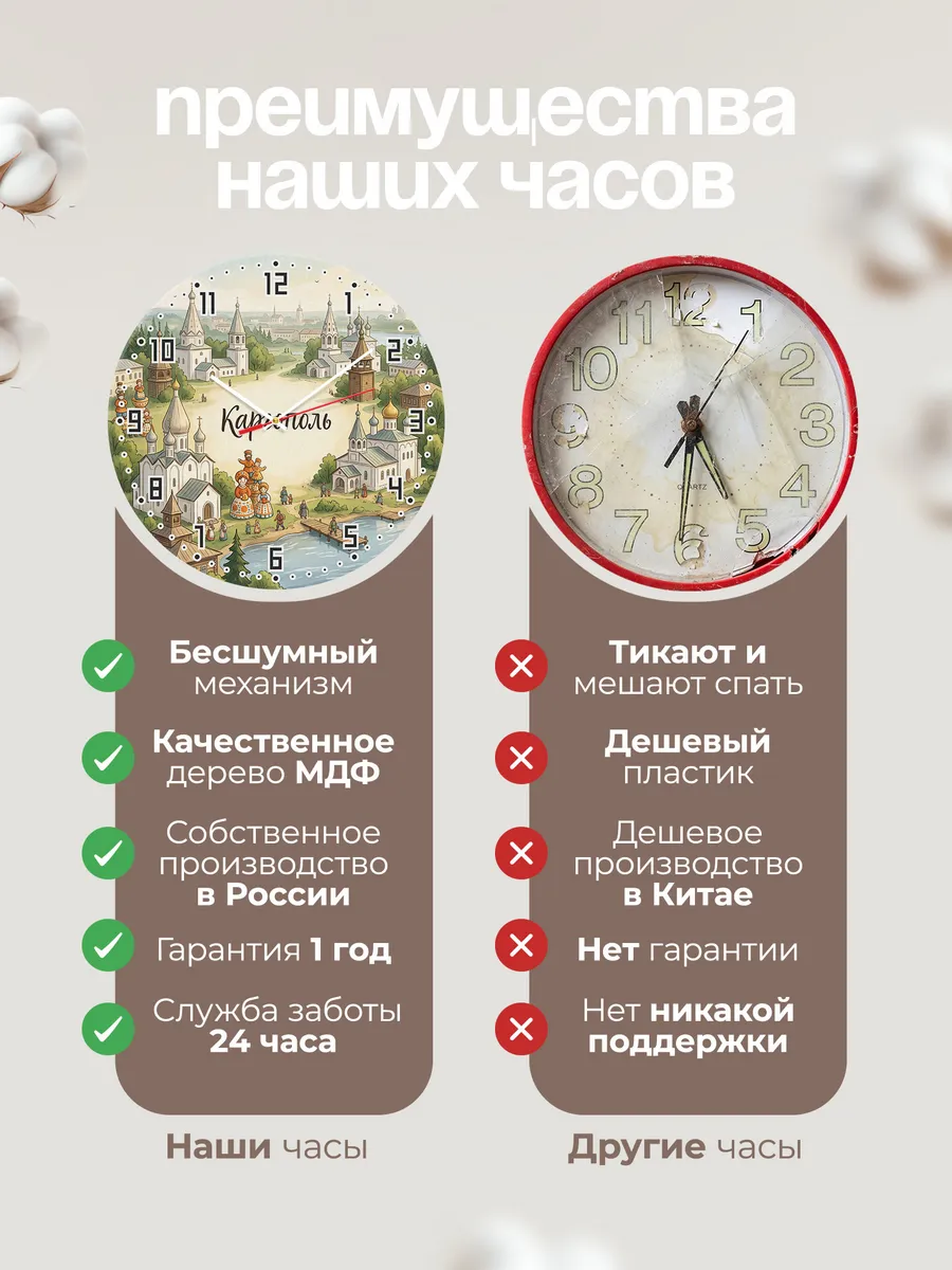 Часы настенные бесшумные Каргополь 33 см — фото 10