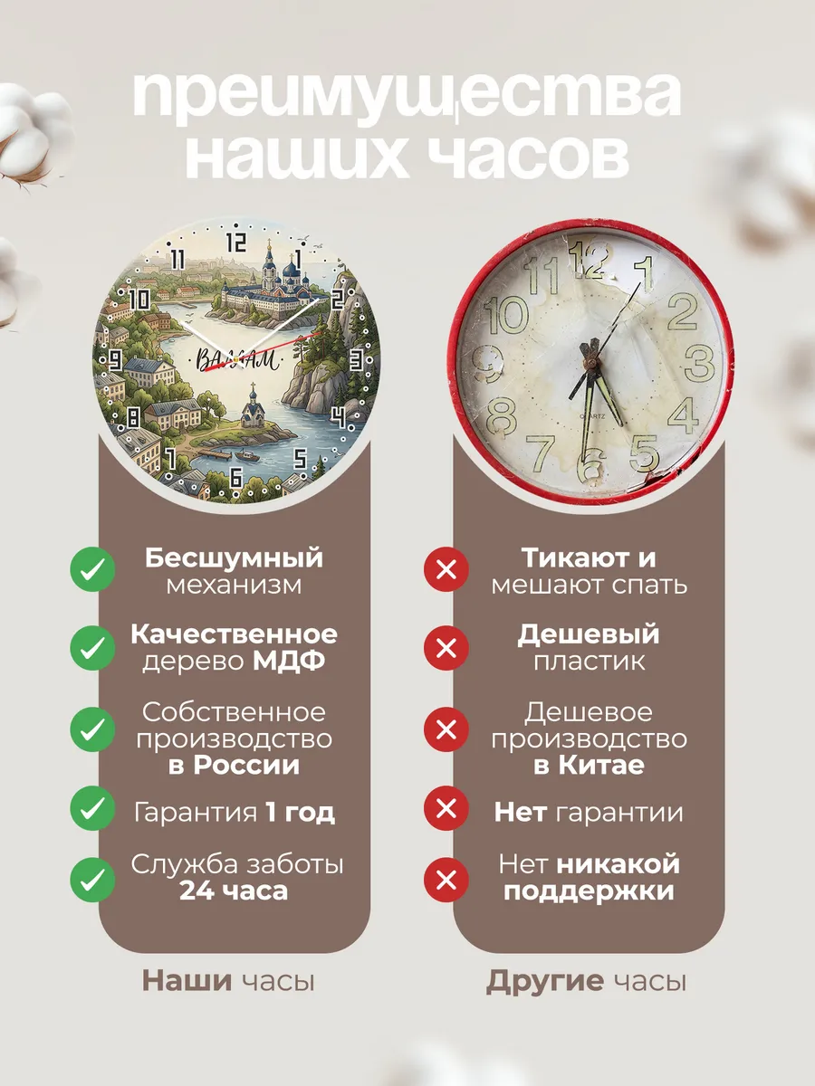 Часы настенные бесшумные Валаам 33 см — фото 10