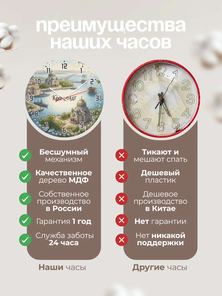 Часы настенные бесшумные Кронштадт 33 см — фото 10