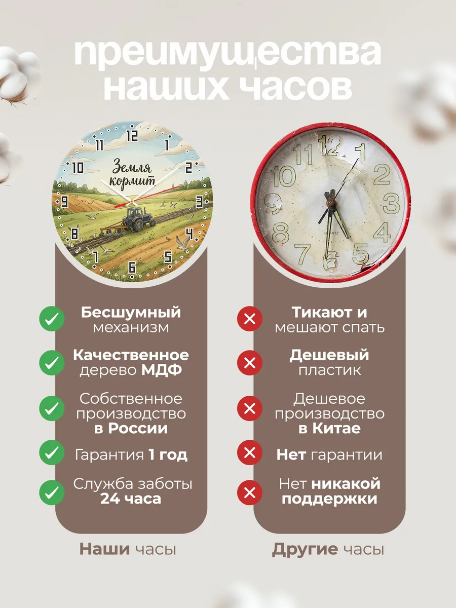 Часы настенные бесшумные Трактор 33 см — фото 10
