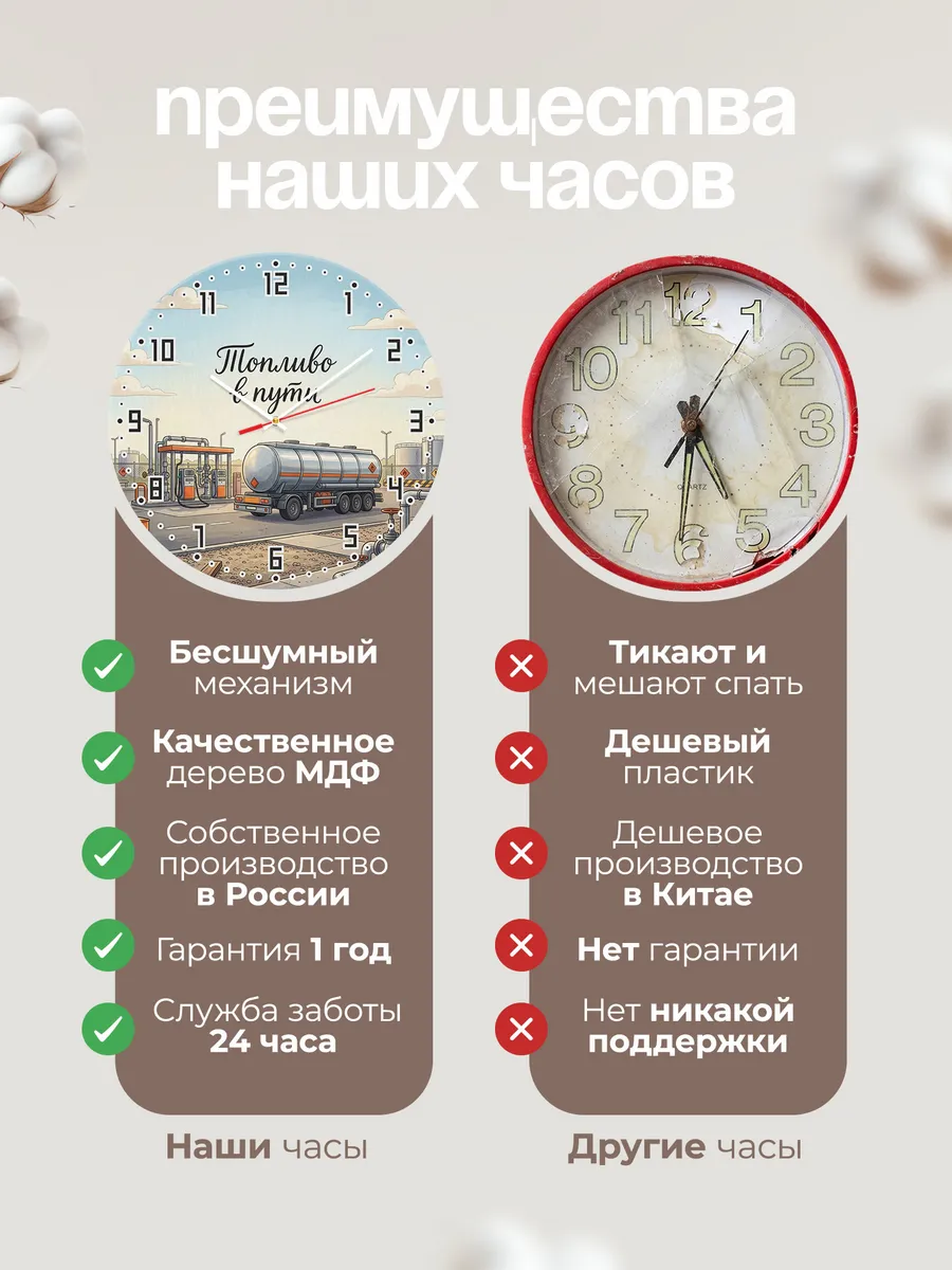 Часы настенные бесшумные Бензовоз 33 см — фото 10