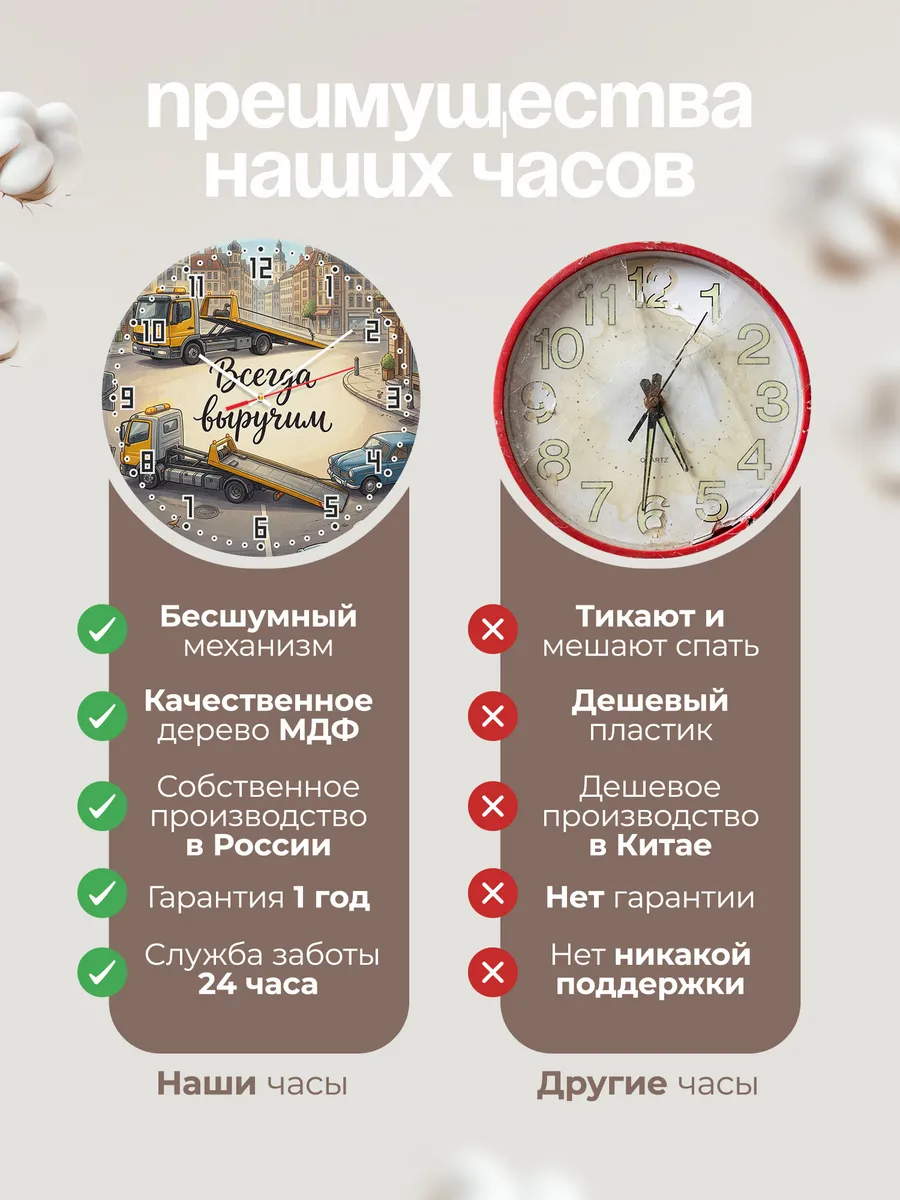 Часы настенные бесшумные Эвакуатор 33 см — фото 10