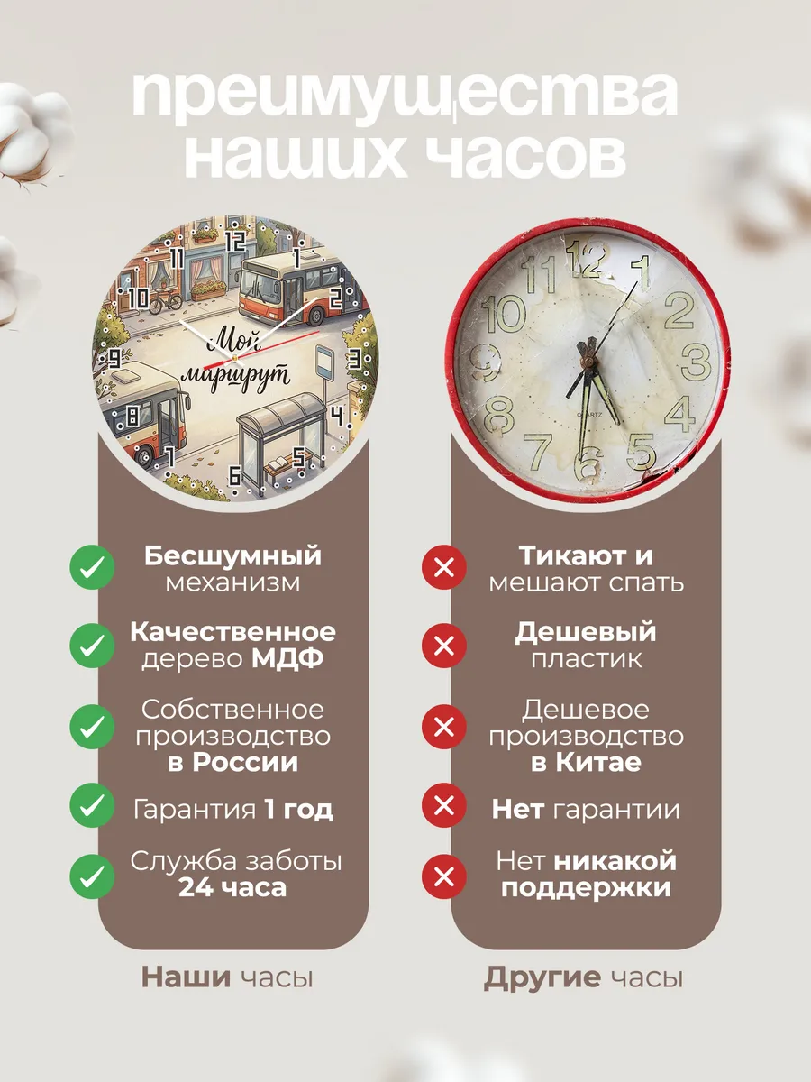 Часы настенные бесшумные Автобус городской 33 см — фото 10