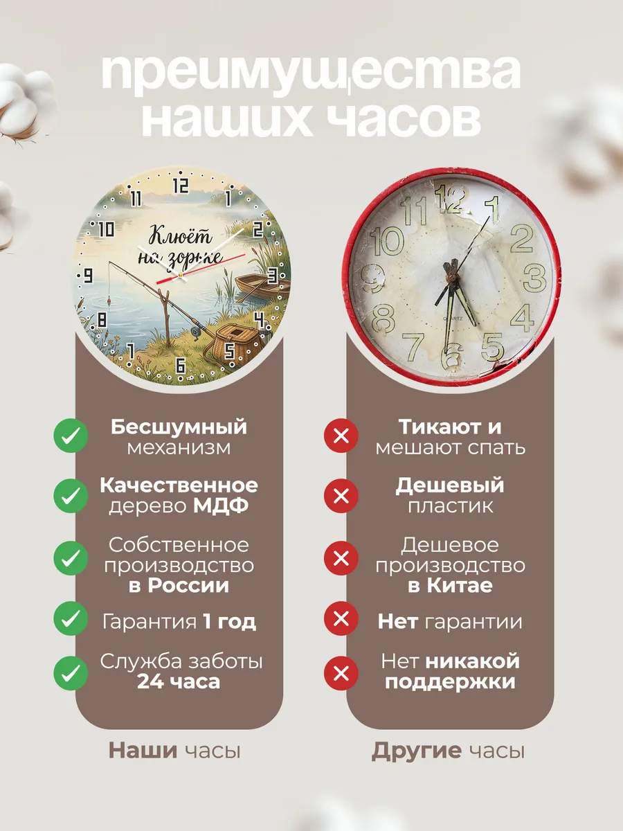 Часы настенные бесшумные Утренняя зорька 33 см — фото 10