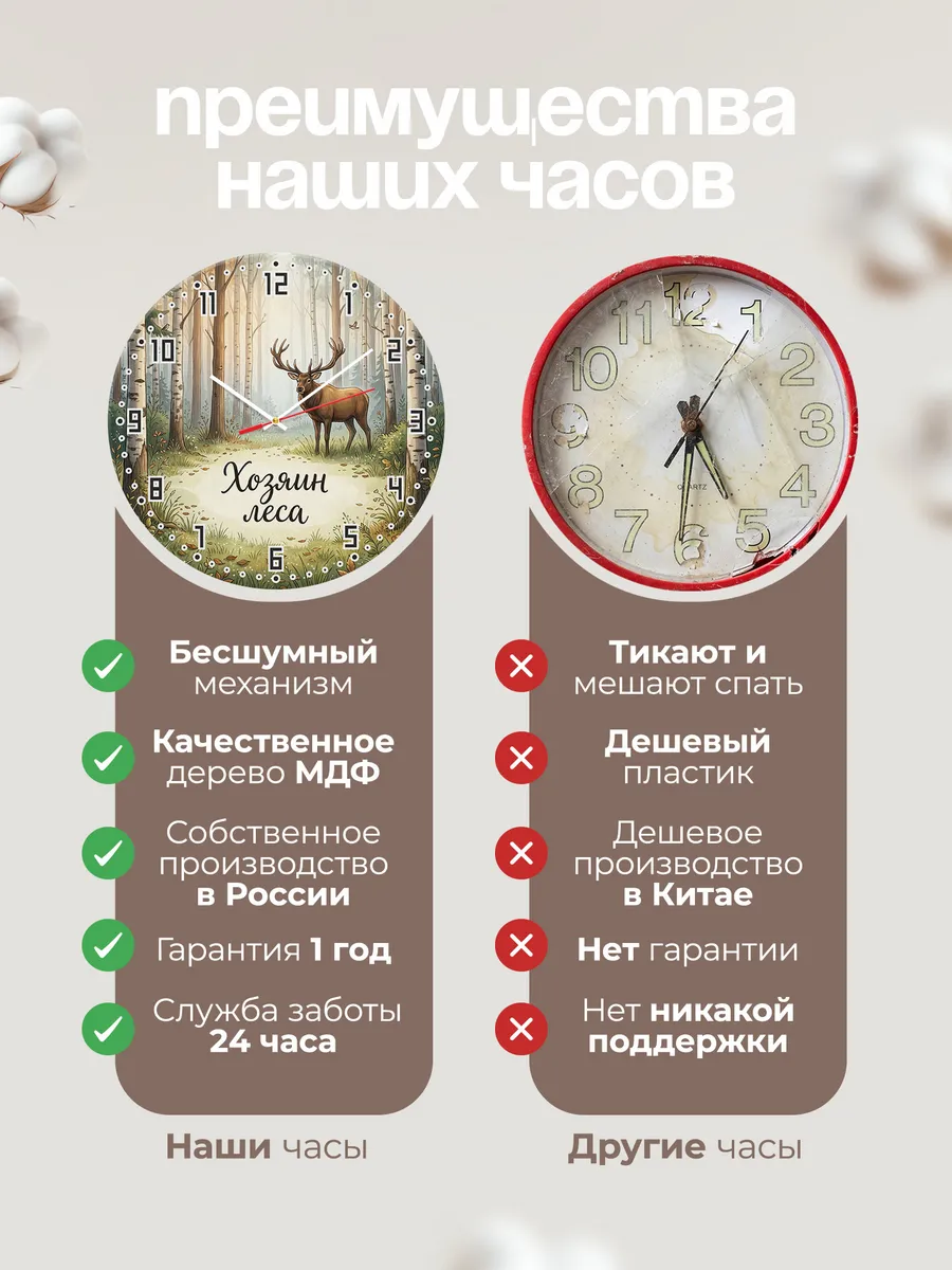 Часы настенные бесшумные Лось в лесу 33 см — фото 10