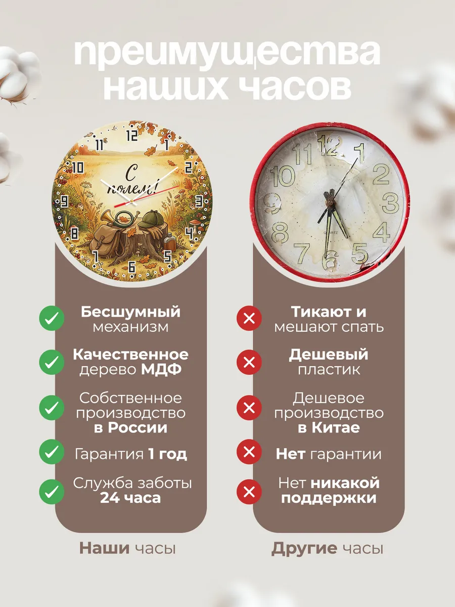 Часы настенные бесшумные С полем возвращение 33 см — фото 10