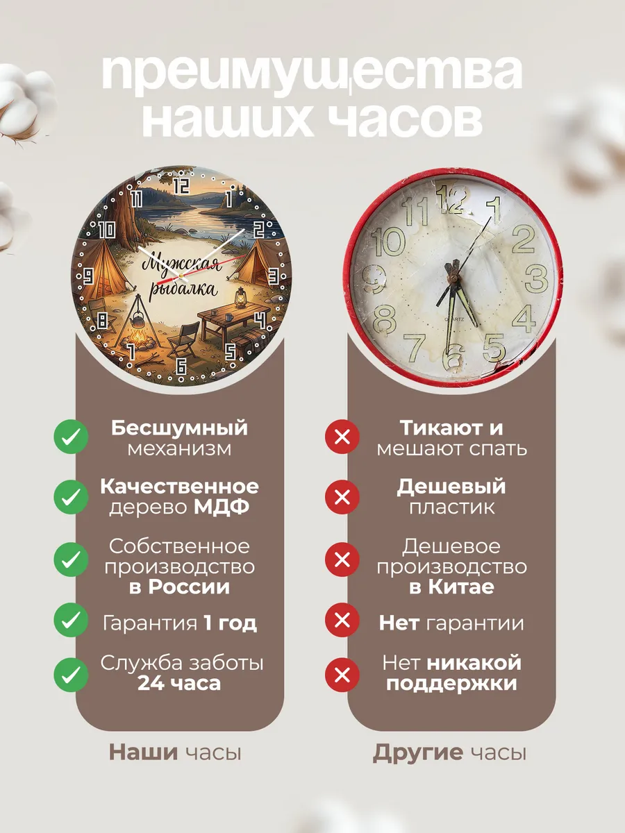 Часы настенные бесшумные Охота пуще неволи мороз 33 см — фото 10