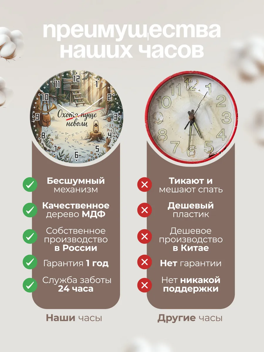Часы настенные бесшумные Настоящему добытчику дары 33 см — фото 10