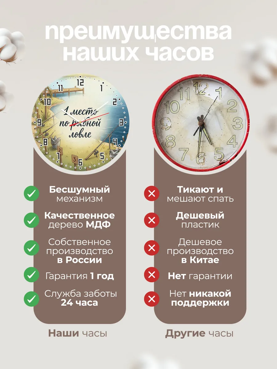 Часы настенные бесшумные 1 место по рыбной ловле 33 см — фото 10