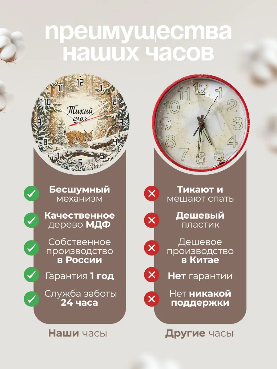 Часы настенные бесшумные Рысь 33 см — фото 10