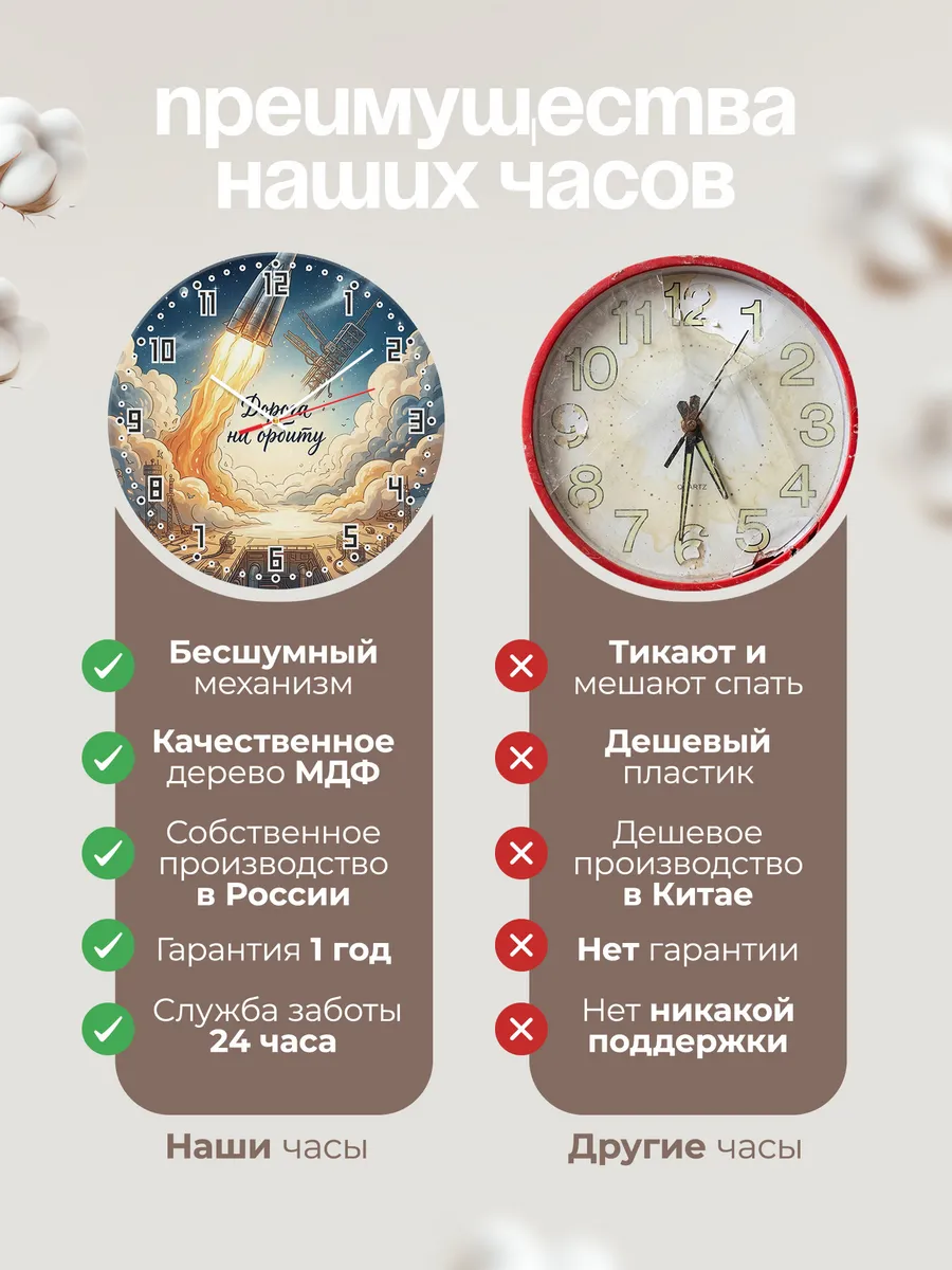 Часы настенные бесшумные Космический корабль 33 см — фото 10