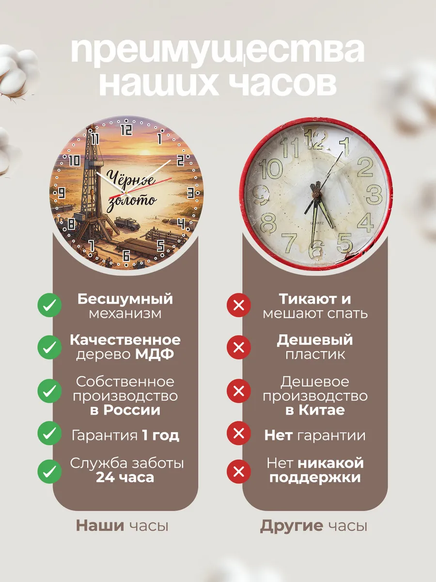 Часы настенные бесшумные Нефтяная вышка 33 см — фото 10