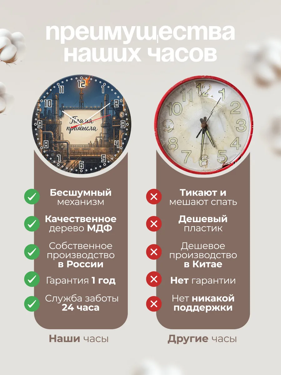 Часы настенные бесшумные Факел на промысле 33 см — фото 10