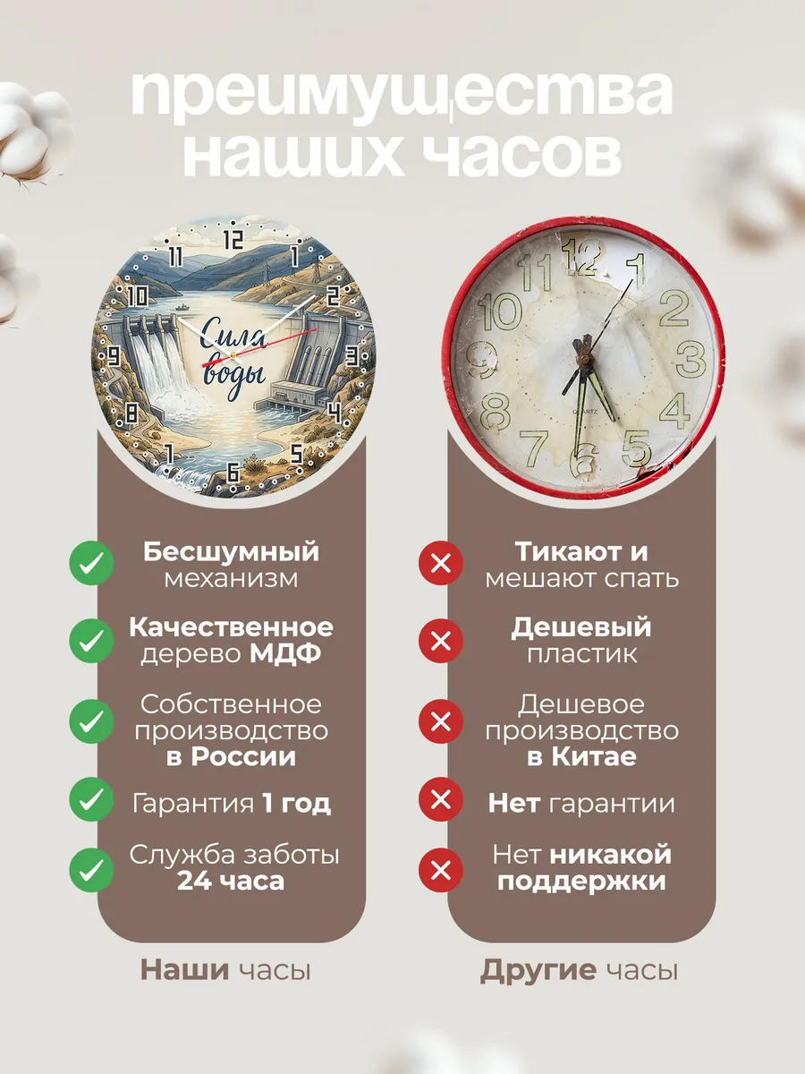 Часы настенные бесшумные Гидроэлектростанция 33 см — фото 10