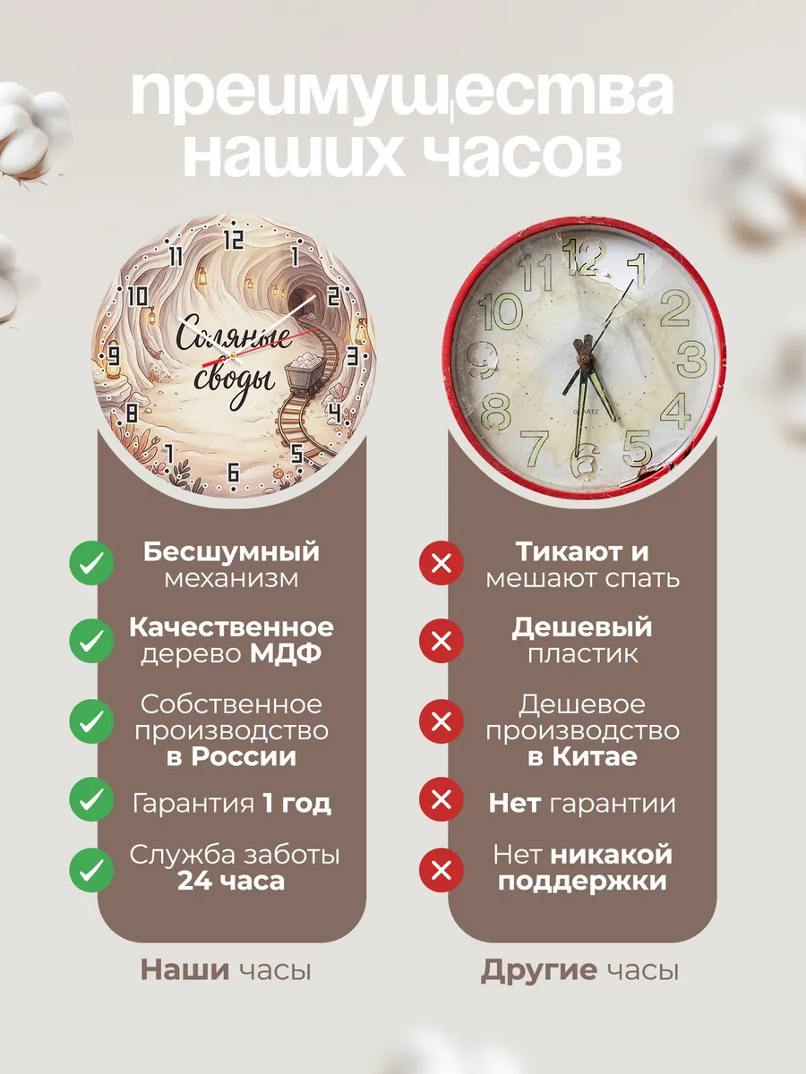 Часы настенные бесшумные Соляная шахта 33 см — фото 10