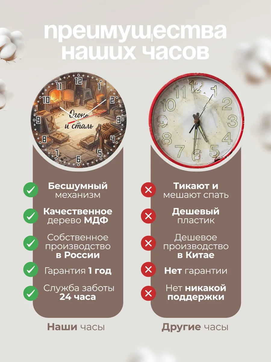 Часы настенные бесшумные Литейный цех 33 см — фото 10
