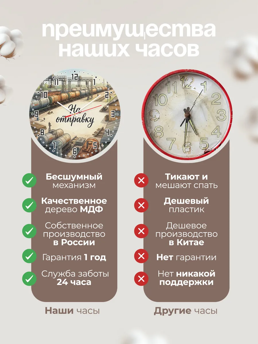 Часы настенные бесшумные Цистерны на станции 33 см — фото 10