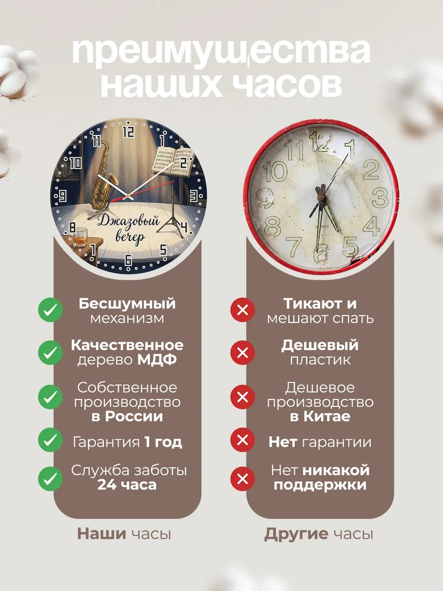 Часы настенные бесшумные Саксофон 33 см — фото 10