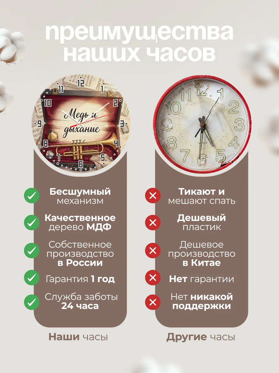 Часы настенные бесшумные Труба 33 см — фото 10
