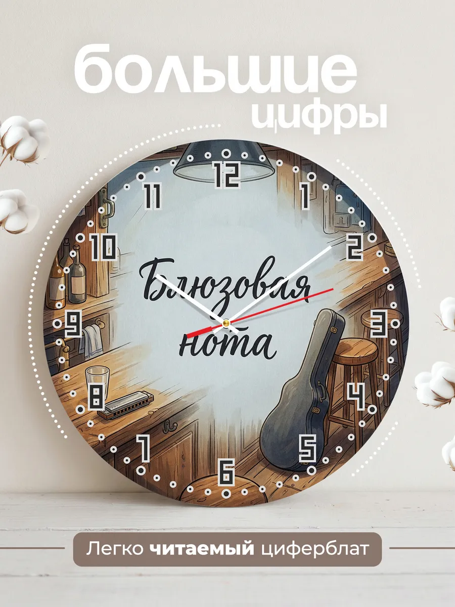 Часы настенные бесшумные Блюз гармоника 33 см — фото 2