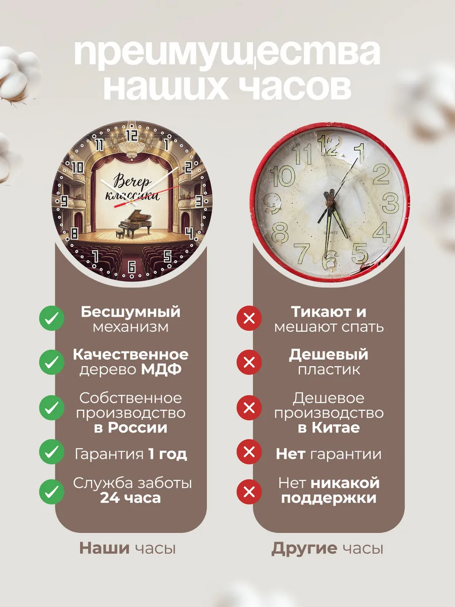Часы настенные бесшумные Классика концерт 33 см — фото 10