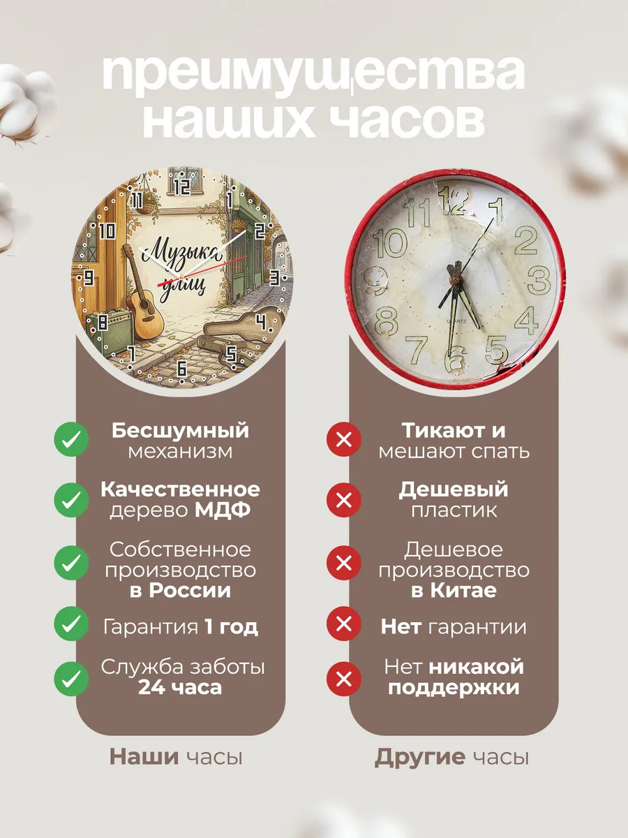 Часы настенные бесшумные Уличный музыкант 33 см — фото 10